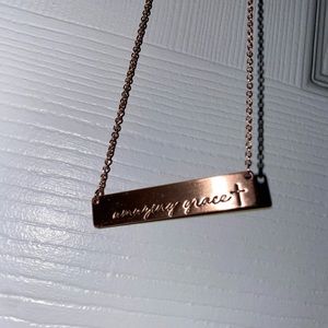 Short “amazing grace” rose gold necklace